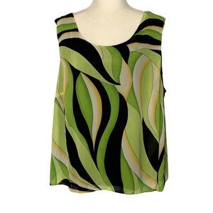 Green and Black Sleeveless Top